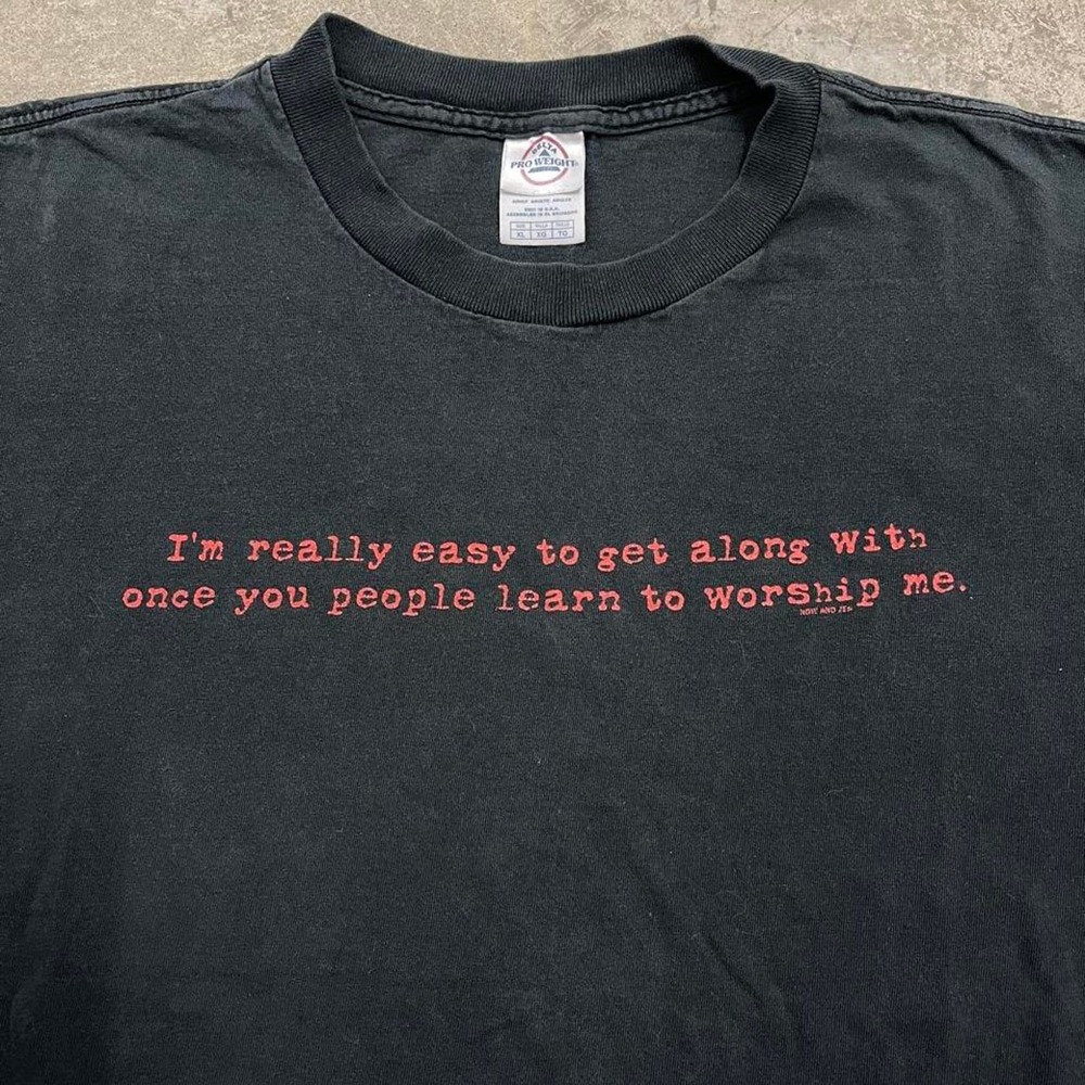 Vintage Delta Pro Weight Worship Me Humor Quote T Shirt Black XL Grunge Y2K